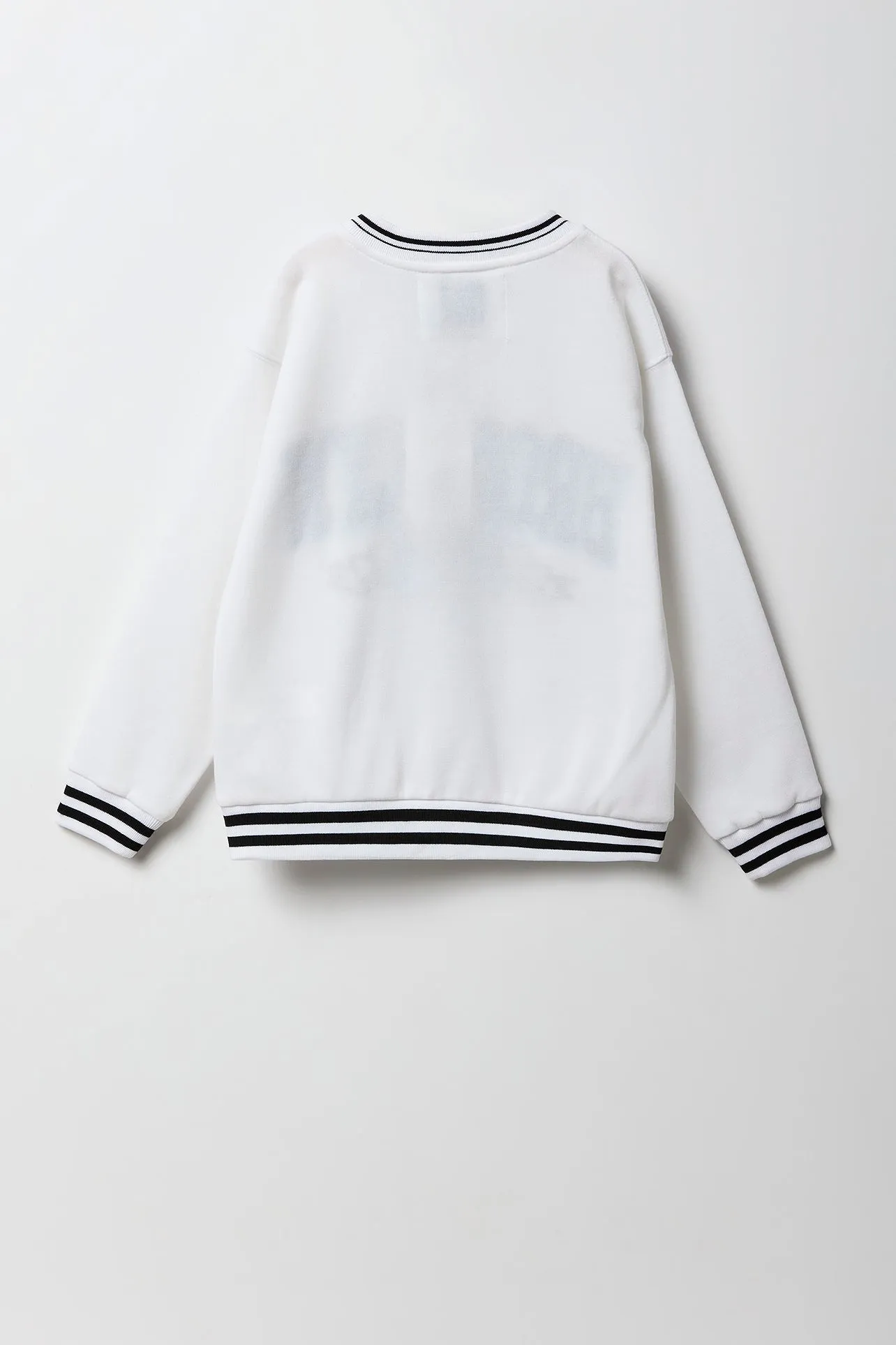 Girls Oversized Chenille Embroidered Fleece V-Neck Sweatshirt