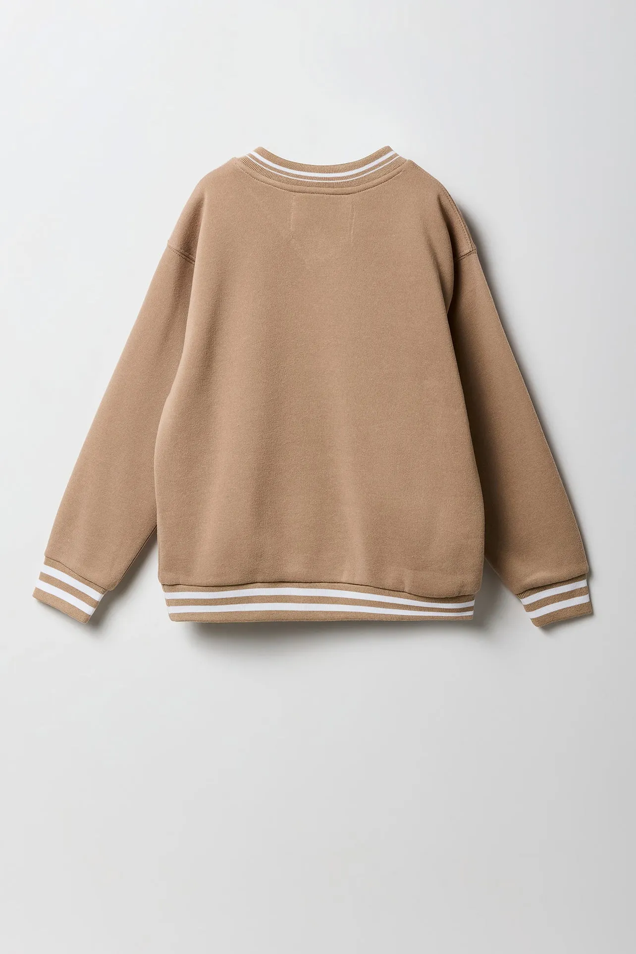 Girls Oversized Chenille Embroidered Fleece V-Neck Sweatshirt