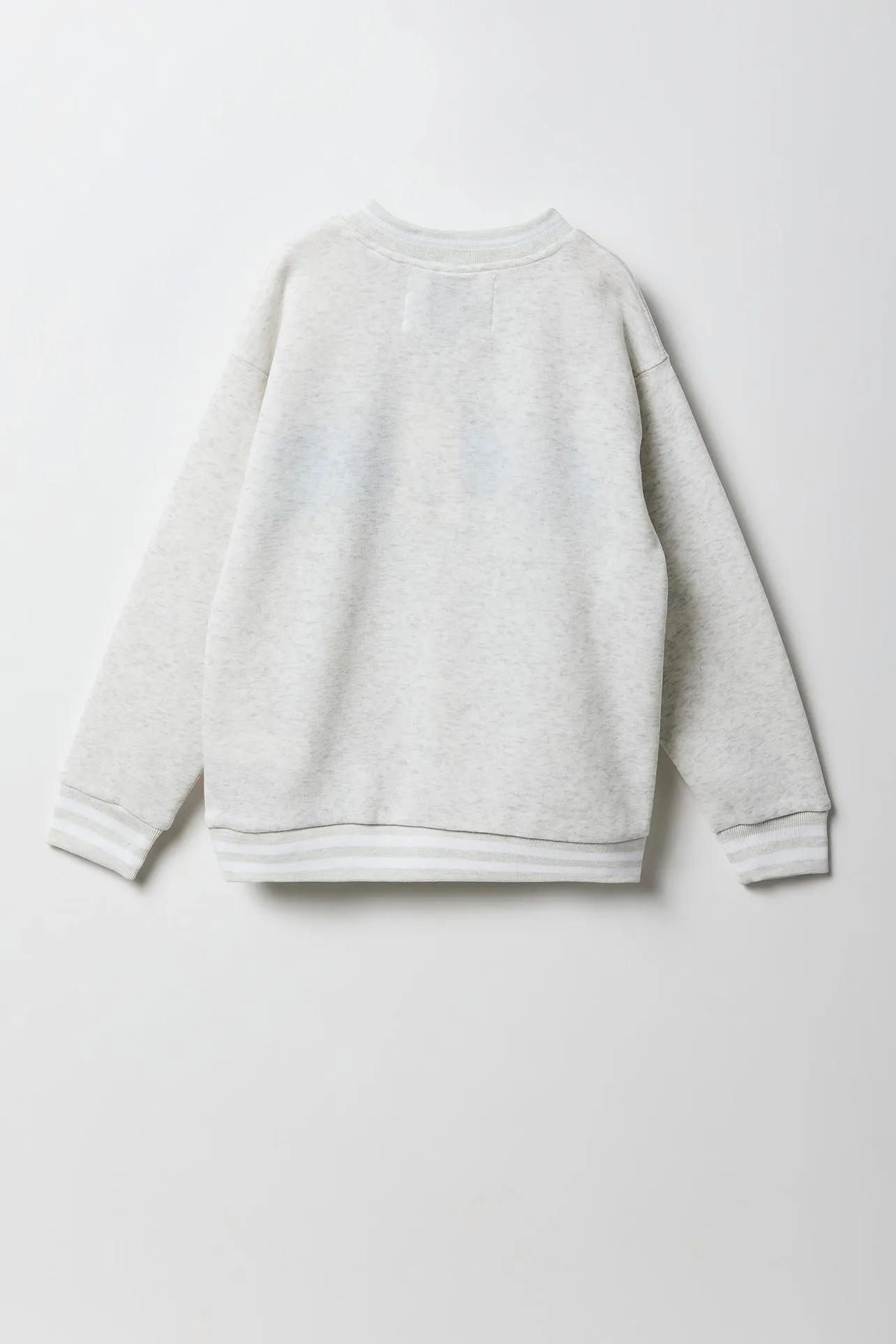 Girls Oversized Chenille Embroidered Fleece V-Neck Sweatshirt