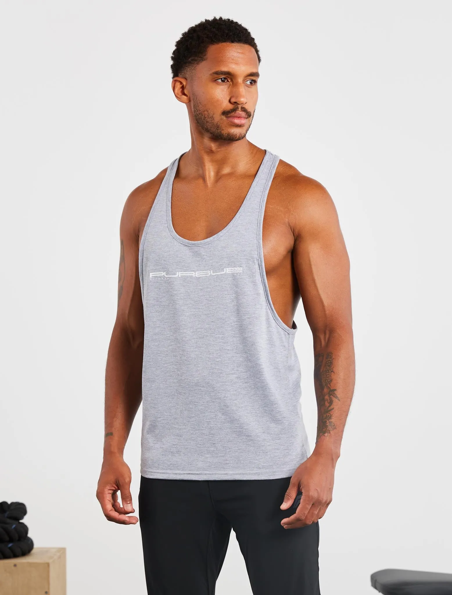 Graphic Stringer Vest - Grey Marl