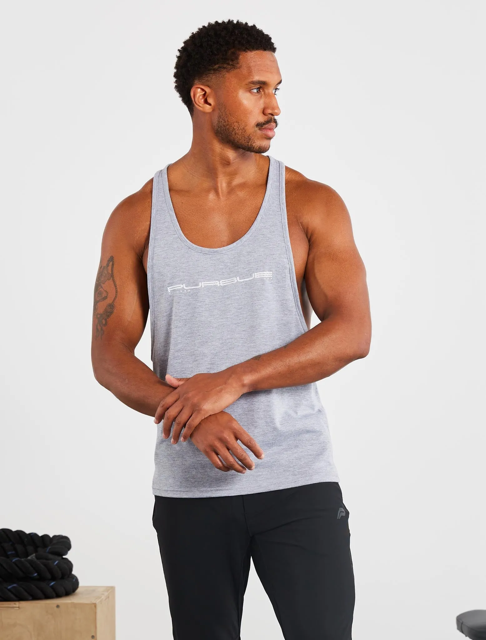 Graphic Stringer Vest - Grey Marl