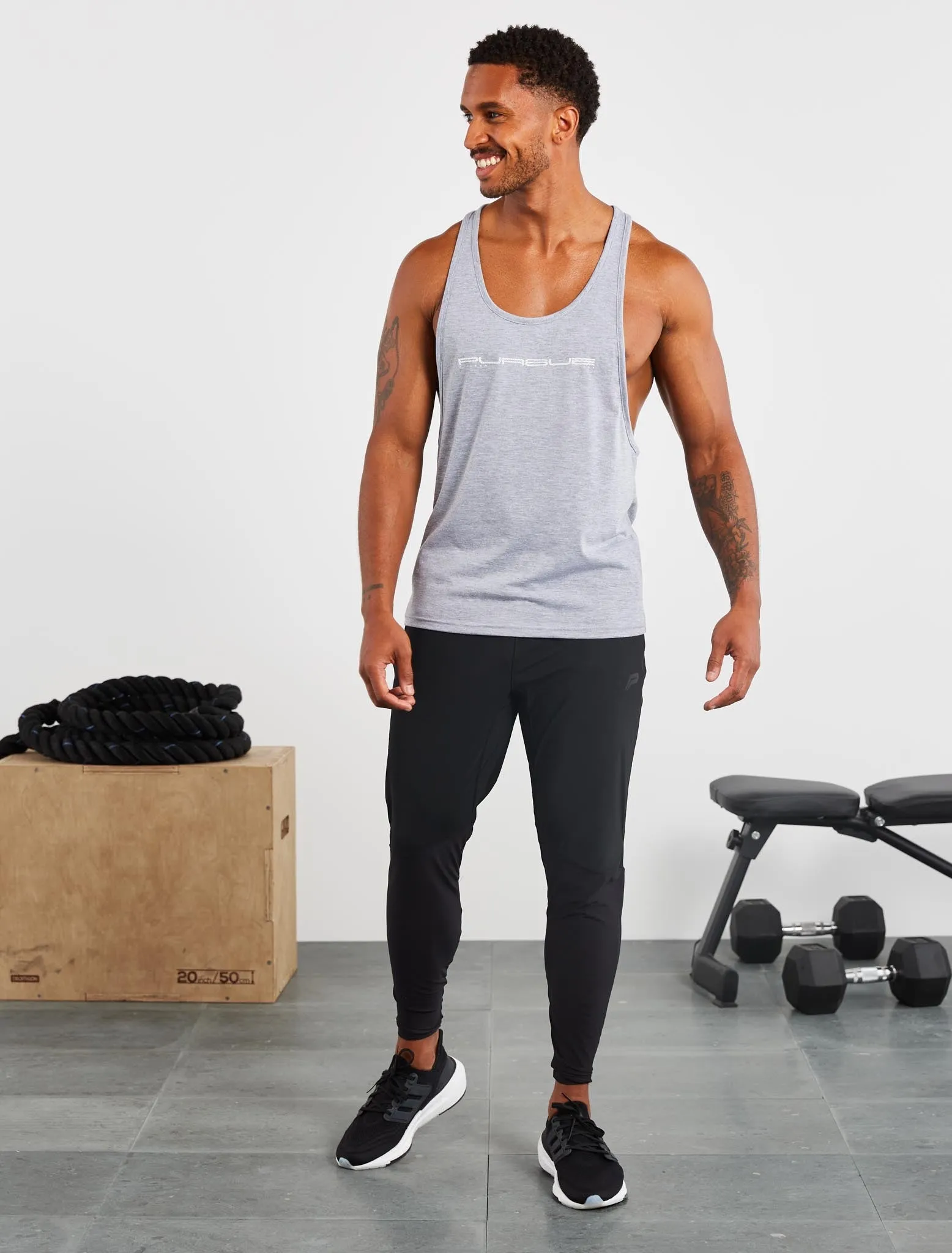 Graphic Stringer Vest - Grey Marl